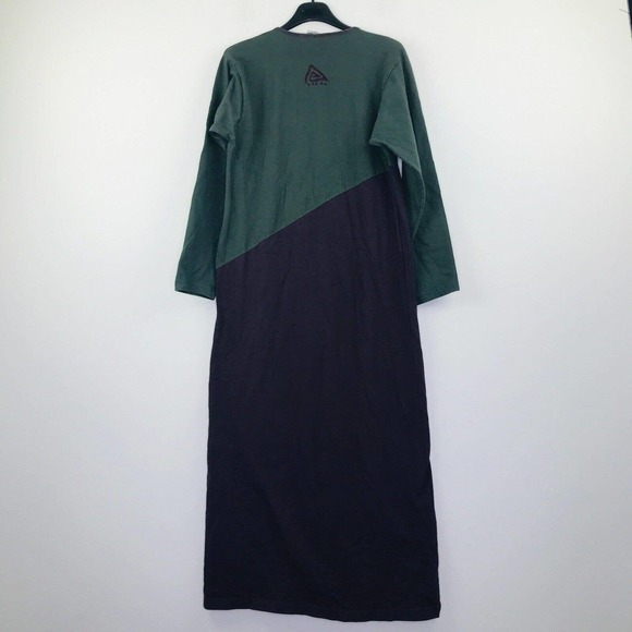 Somewhat Funky Women's Medium Dress Green Purple Colorblock Long Sleeve Maxi BH7 - Picture 5 of 5